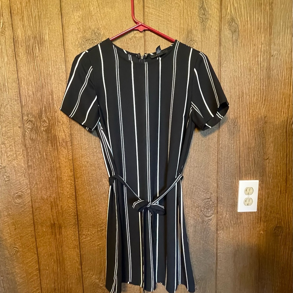 Forever 21 Black and White Striped Sheer Mini Dress